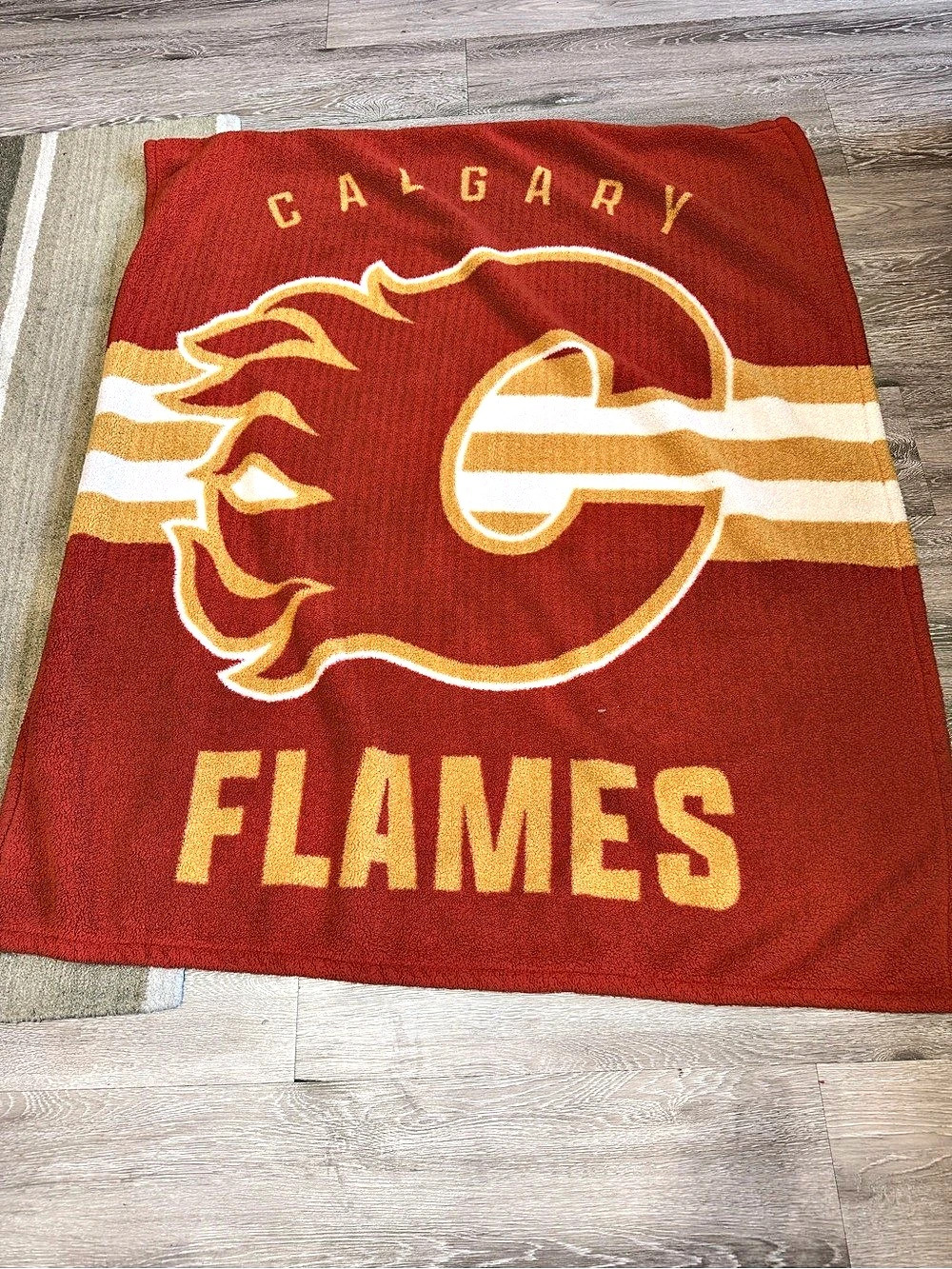 Calgary Flames Raschel Throw Blanket, Red & White